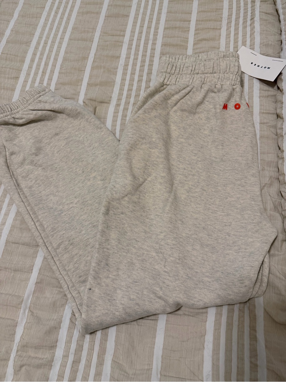 NEW Mother The Knock Out Ankle Sweatpants Move It Oatmeal - Picture 2 of 6